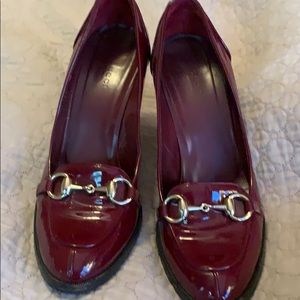 Gucci Burgundy patent leather pumps